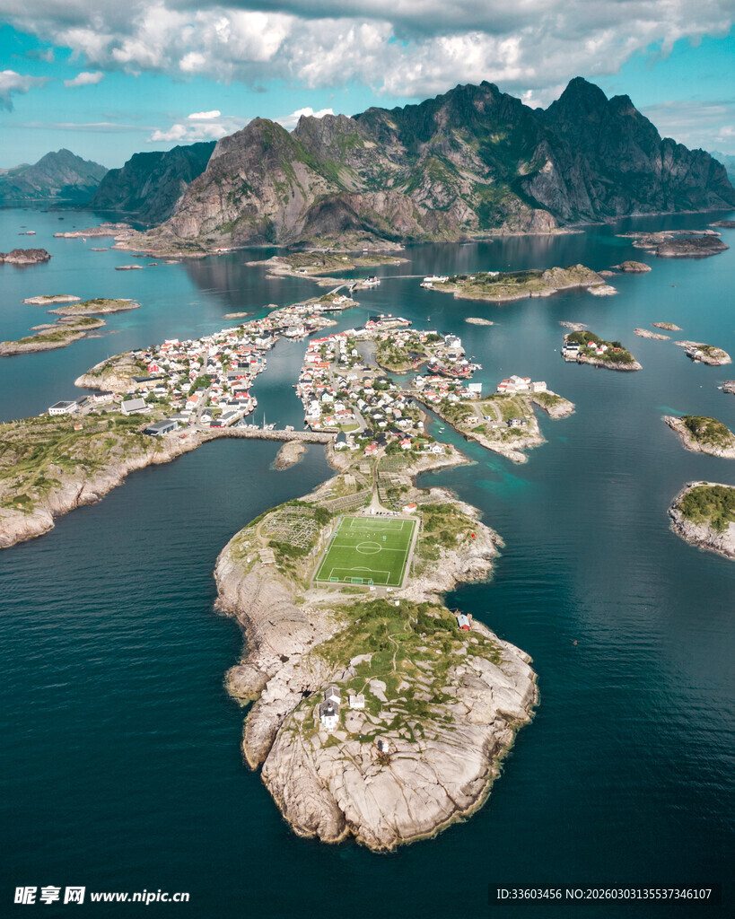 挪威海岛美丽村落景观