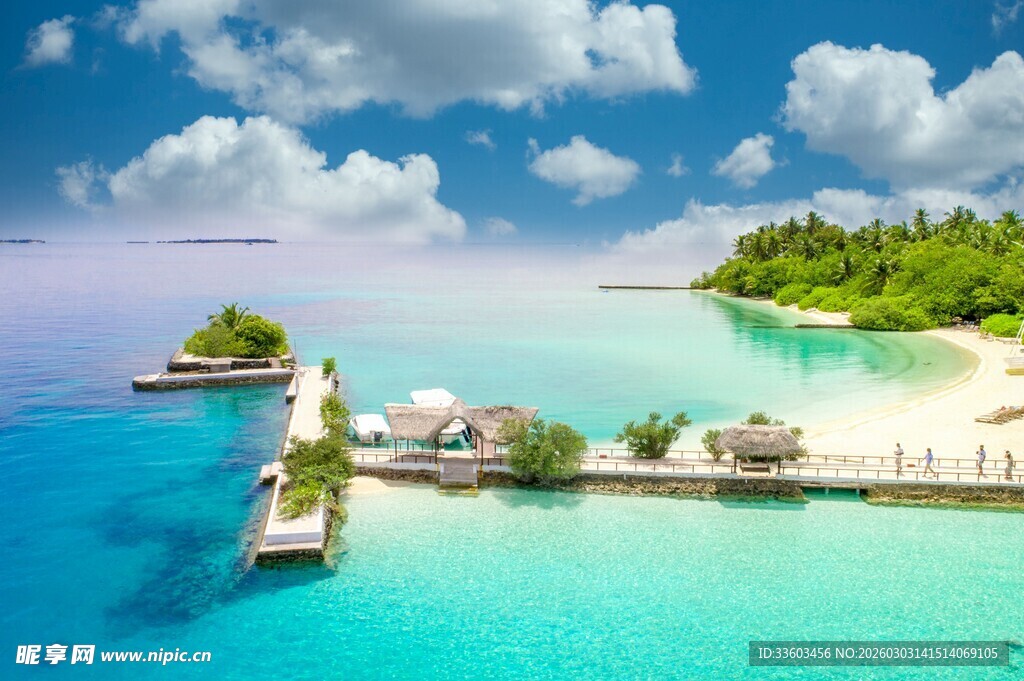 梦幻海岛水上度假美景