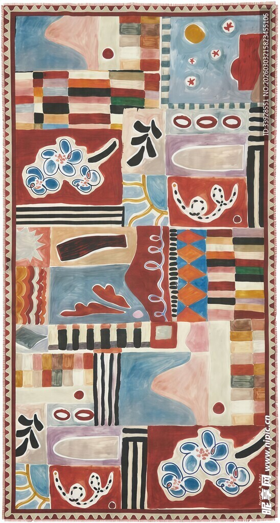 多彩几何图案拼接艺术画