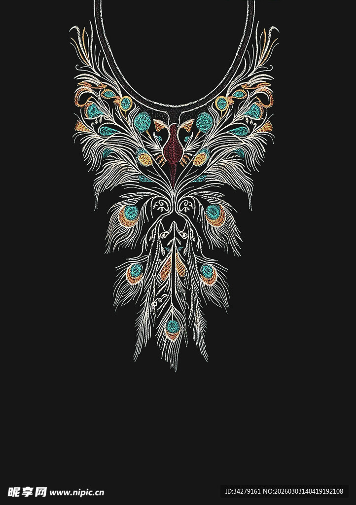 精美羽毛装饰项链设计图