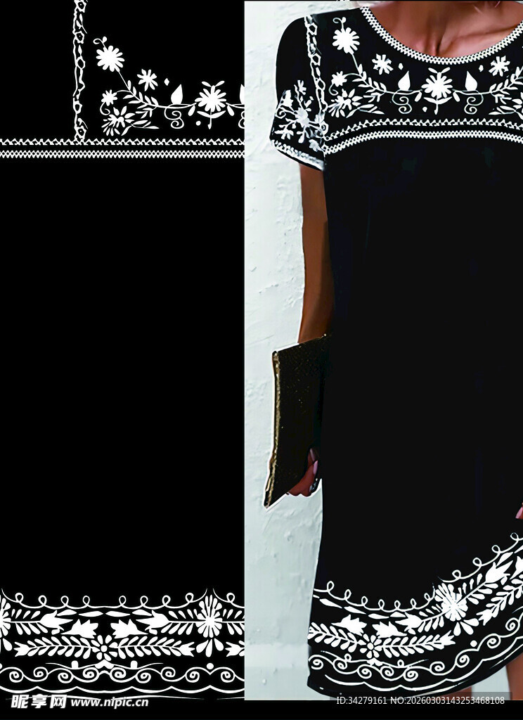 黑白花纹装饰黑色服饰