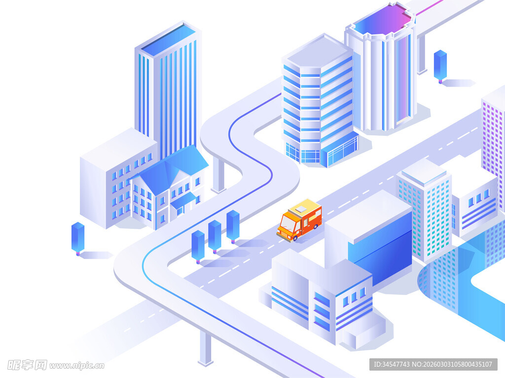 城市交通与建筑立体场景