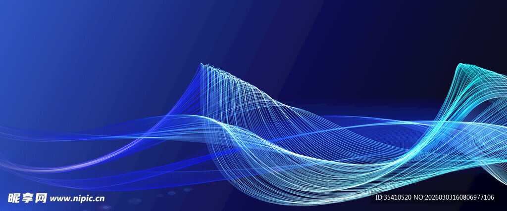 蓝色动感线条抽象背景图