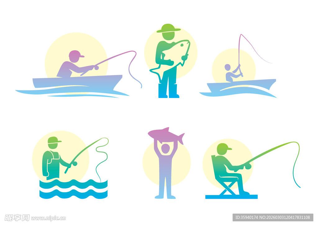 钓鱼插画