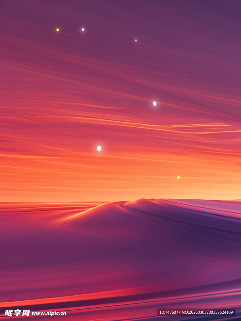 梦幻绚丽的星空晚霞景色