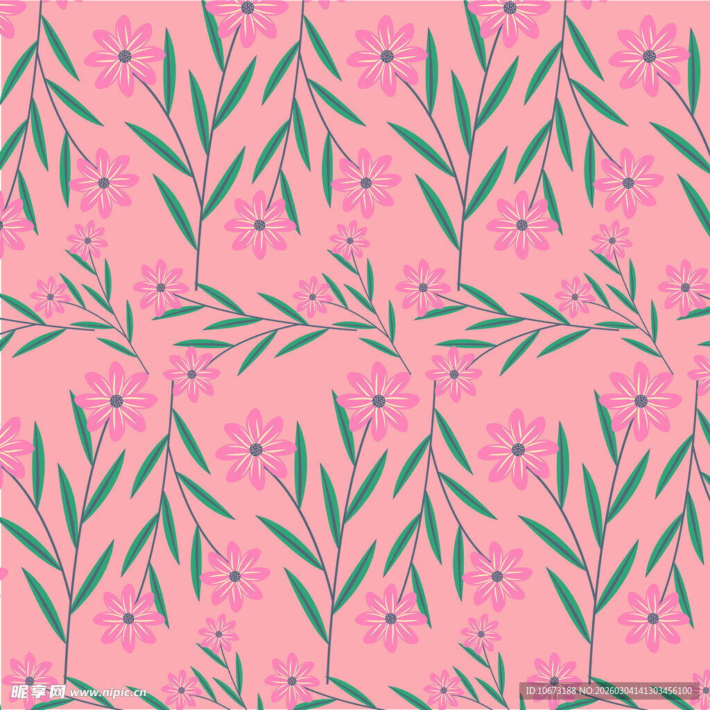 粉色花卉枝叶图案背景