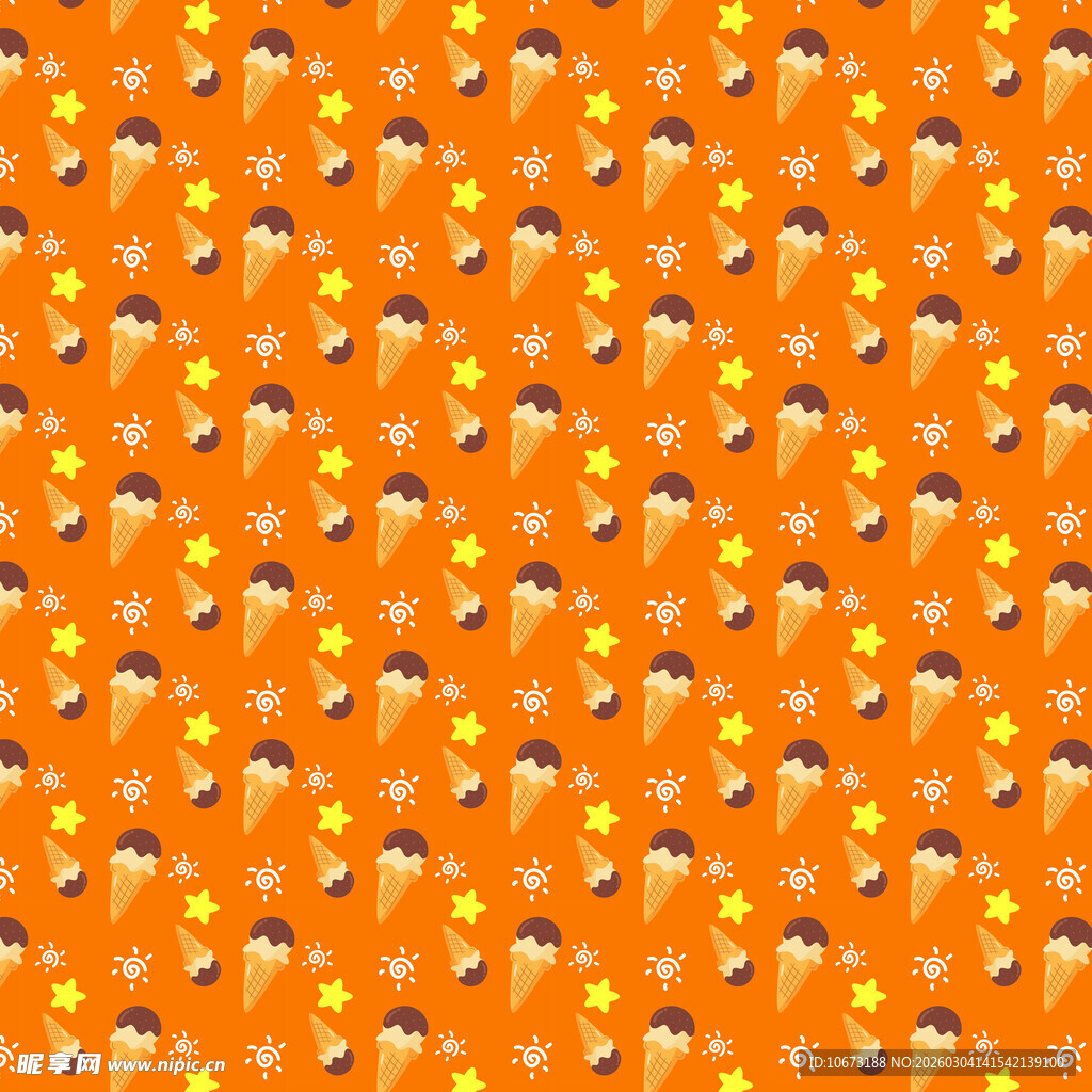 橙色背景卡通图案无缝纹理