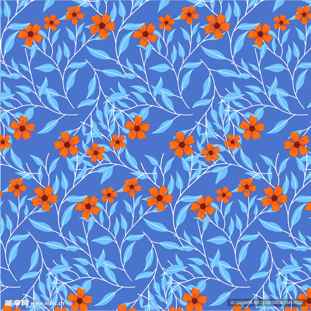 蓝色背景的花卉图案设计