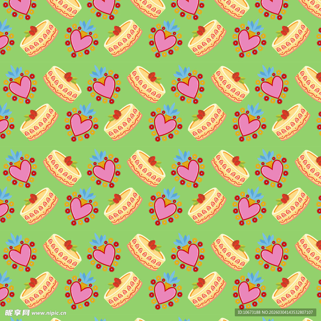 绿色底花卉香蕉图案背景