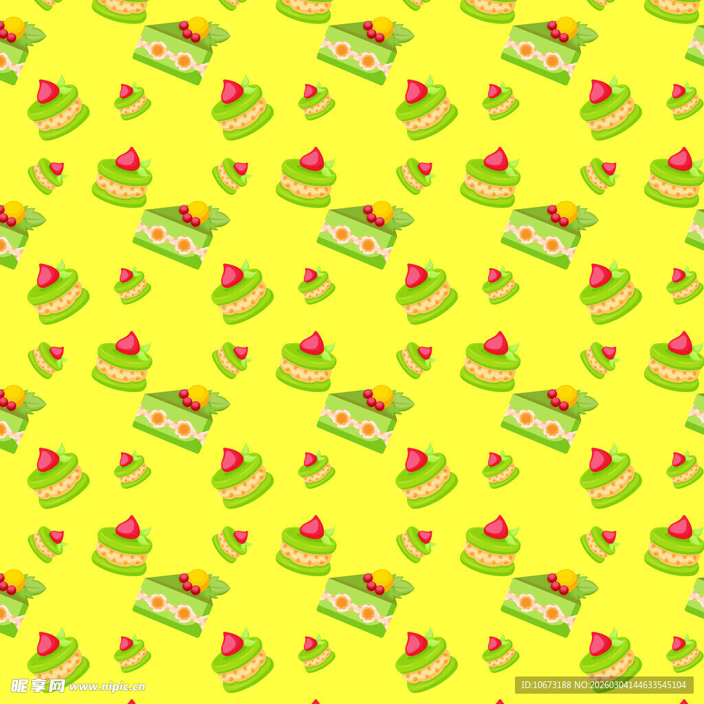 黄色背景水果蛋糕图案