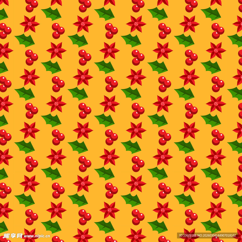 圣诞风红色花朵图案背景