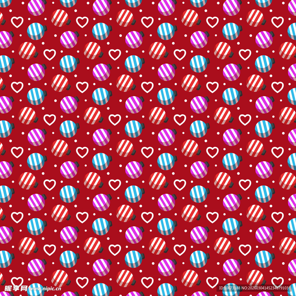 红色爱心糖果图案背景