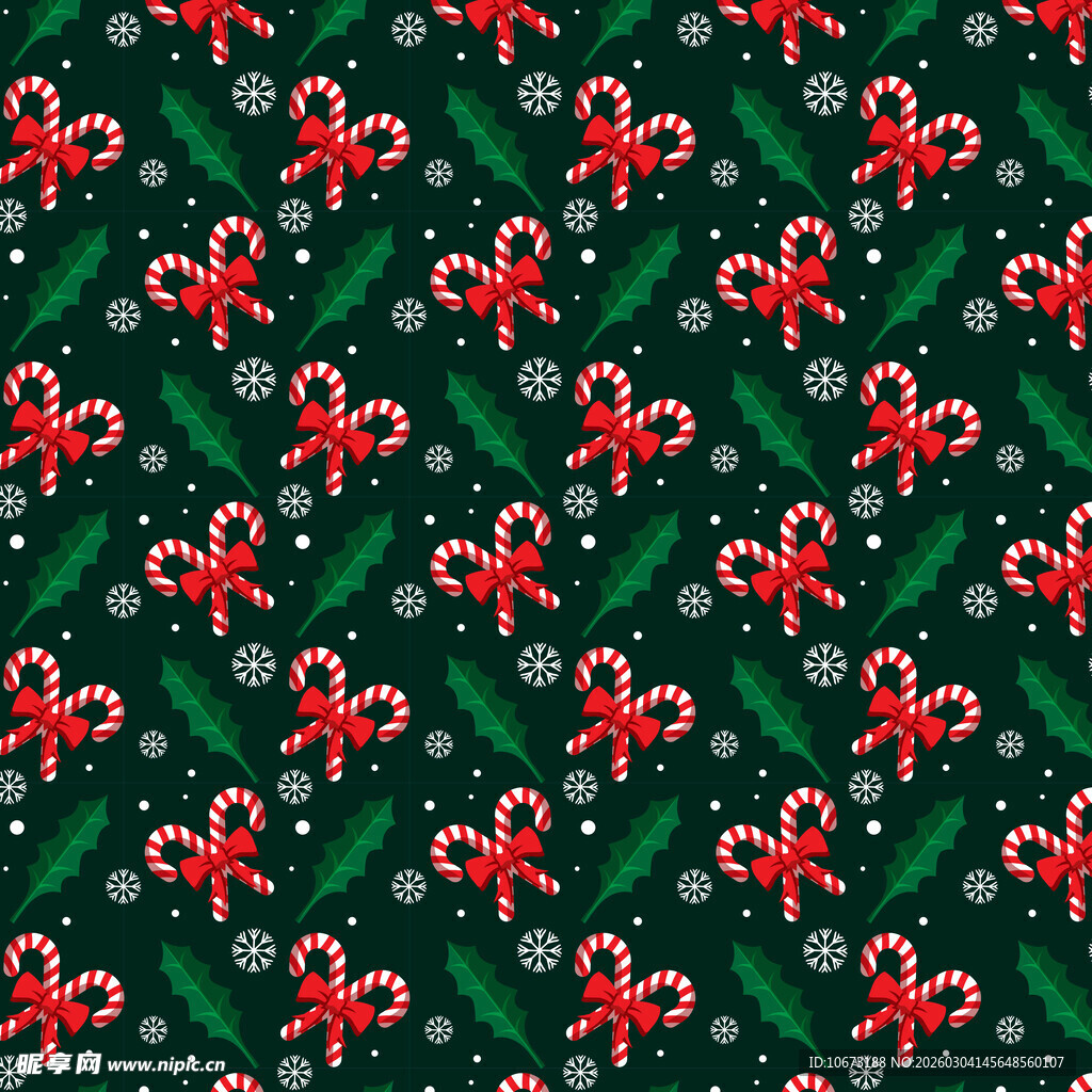 圣诞红绿蝴蝶结花纹图案