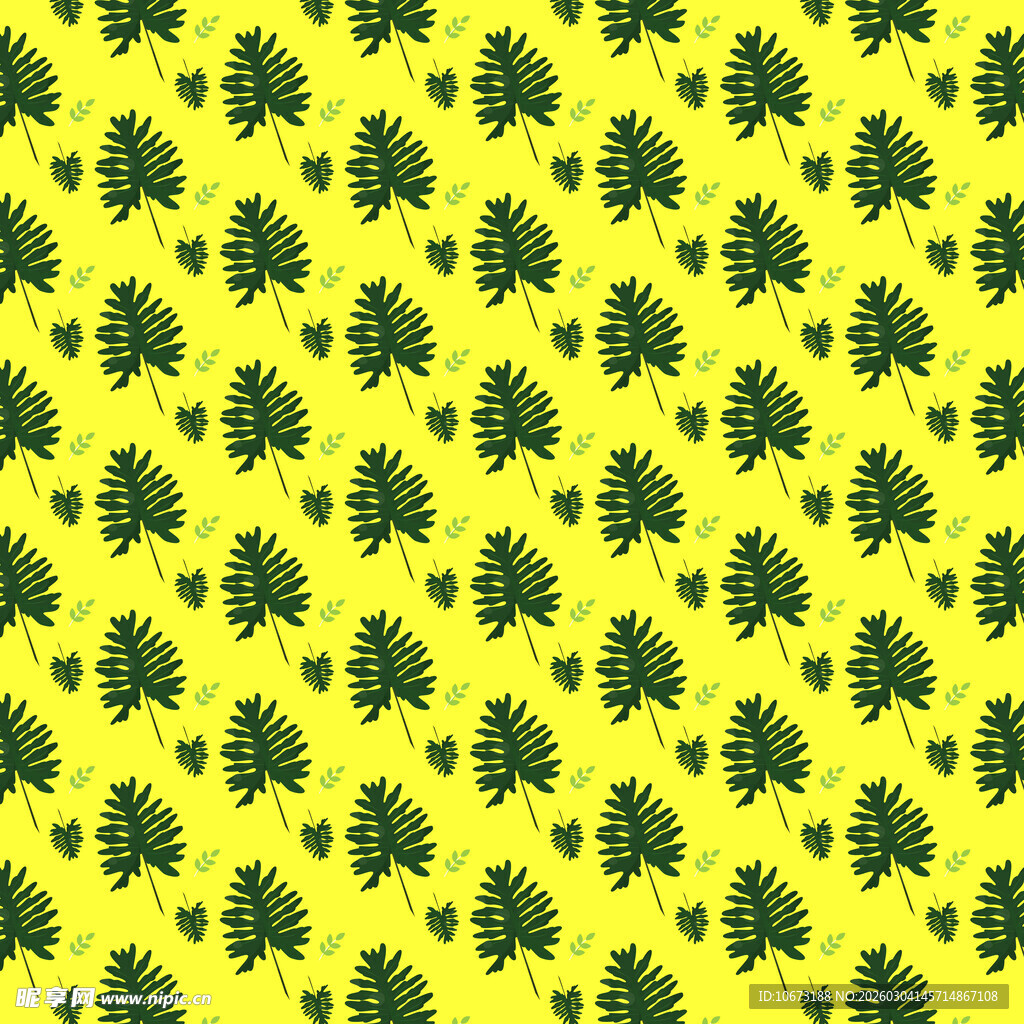 黄色背景绿叶图案纹理
