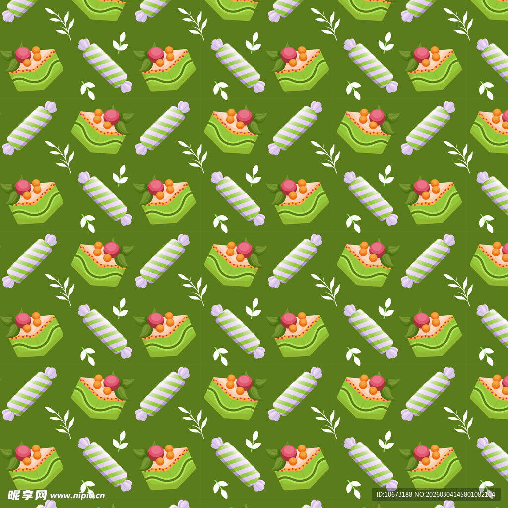 绿色甜点图案无缝背景图