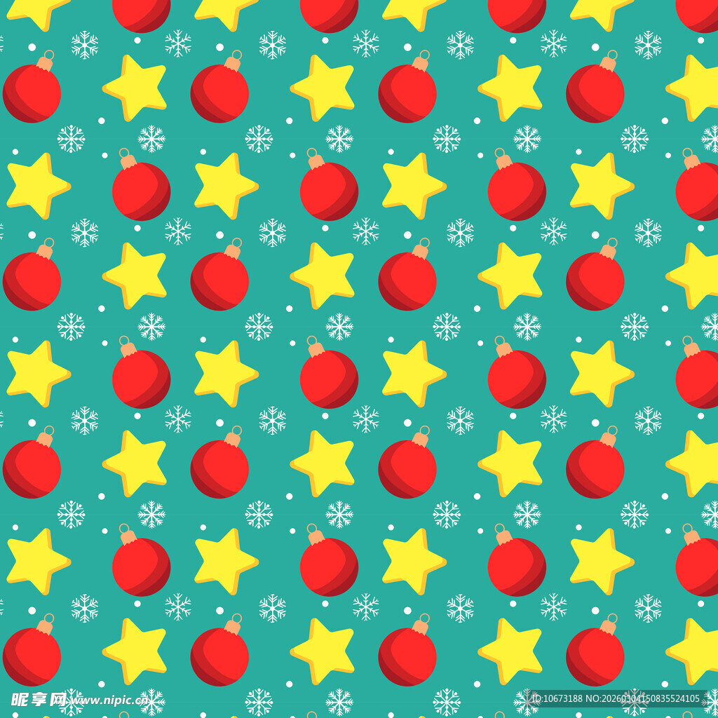 绿底星星红球图案背景