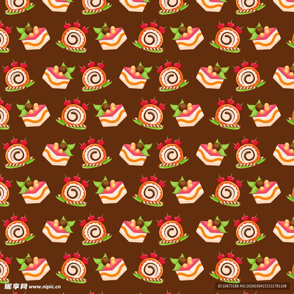 可爱甜点无缝图案背景
