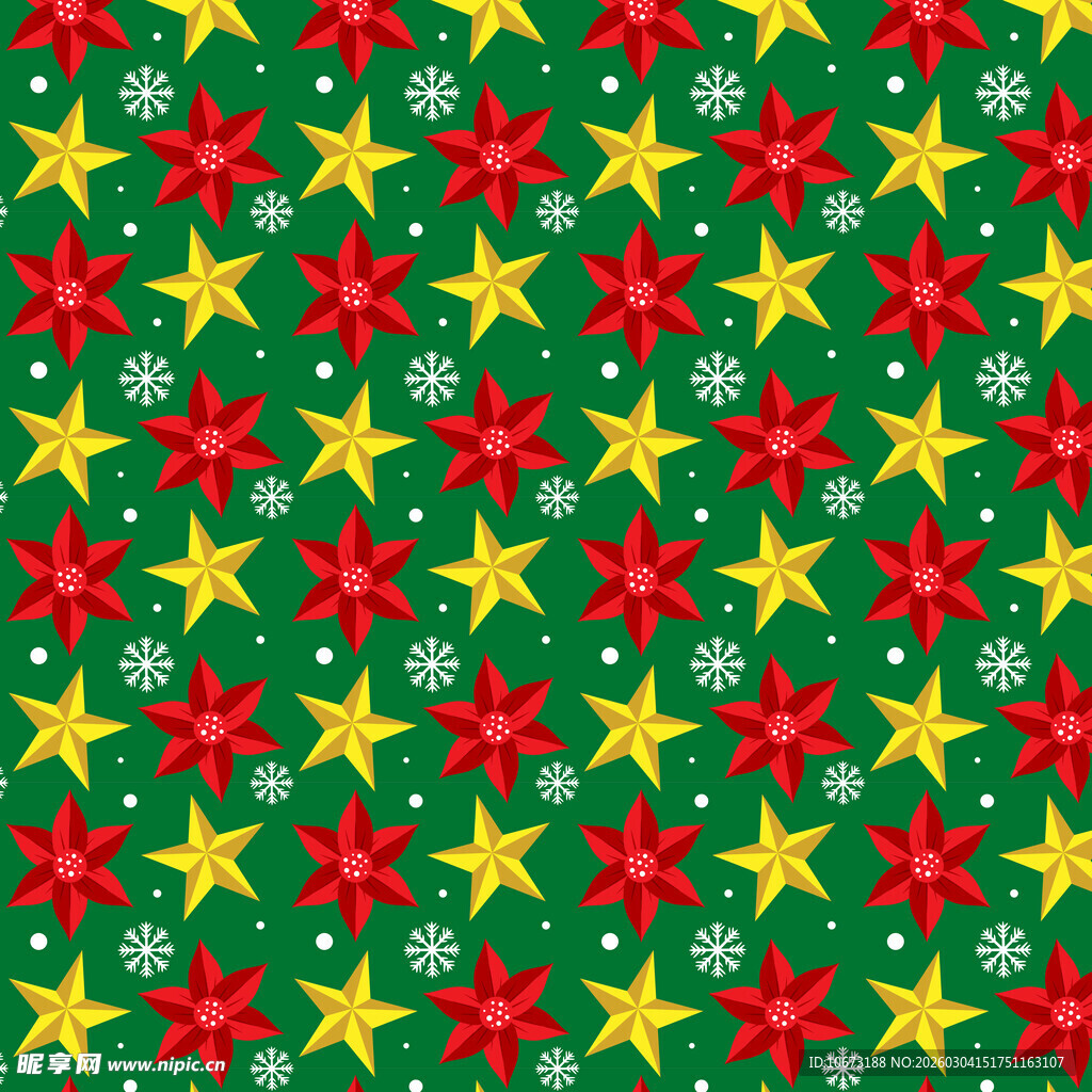 圣诞红绿星星雪花图案