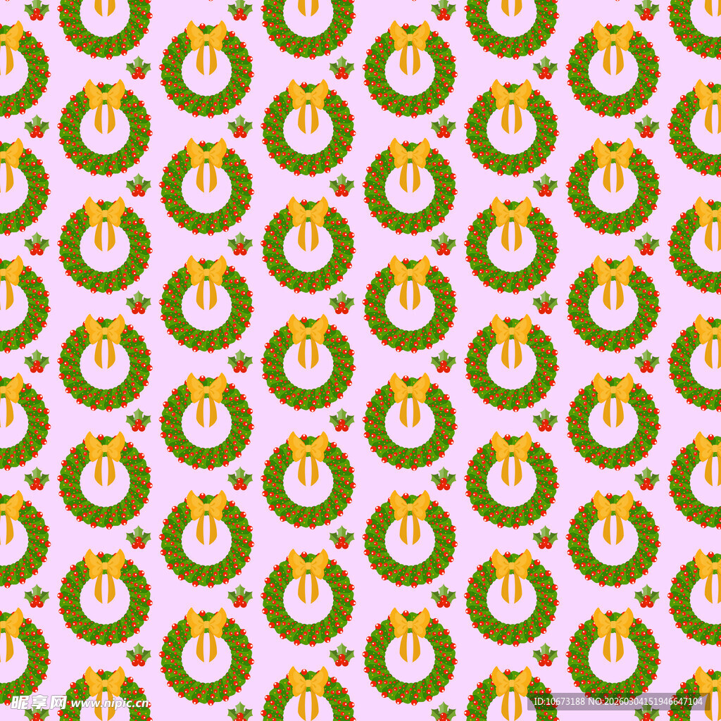 圣诞花环图案背景设计