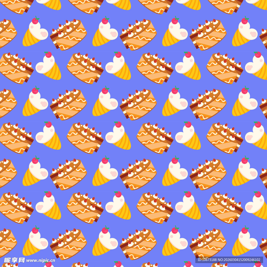 蓝色背景的甜点图案