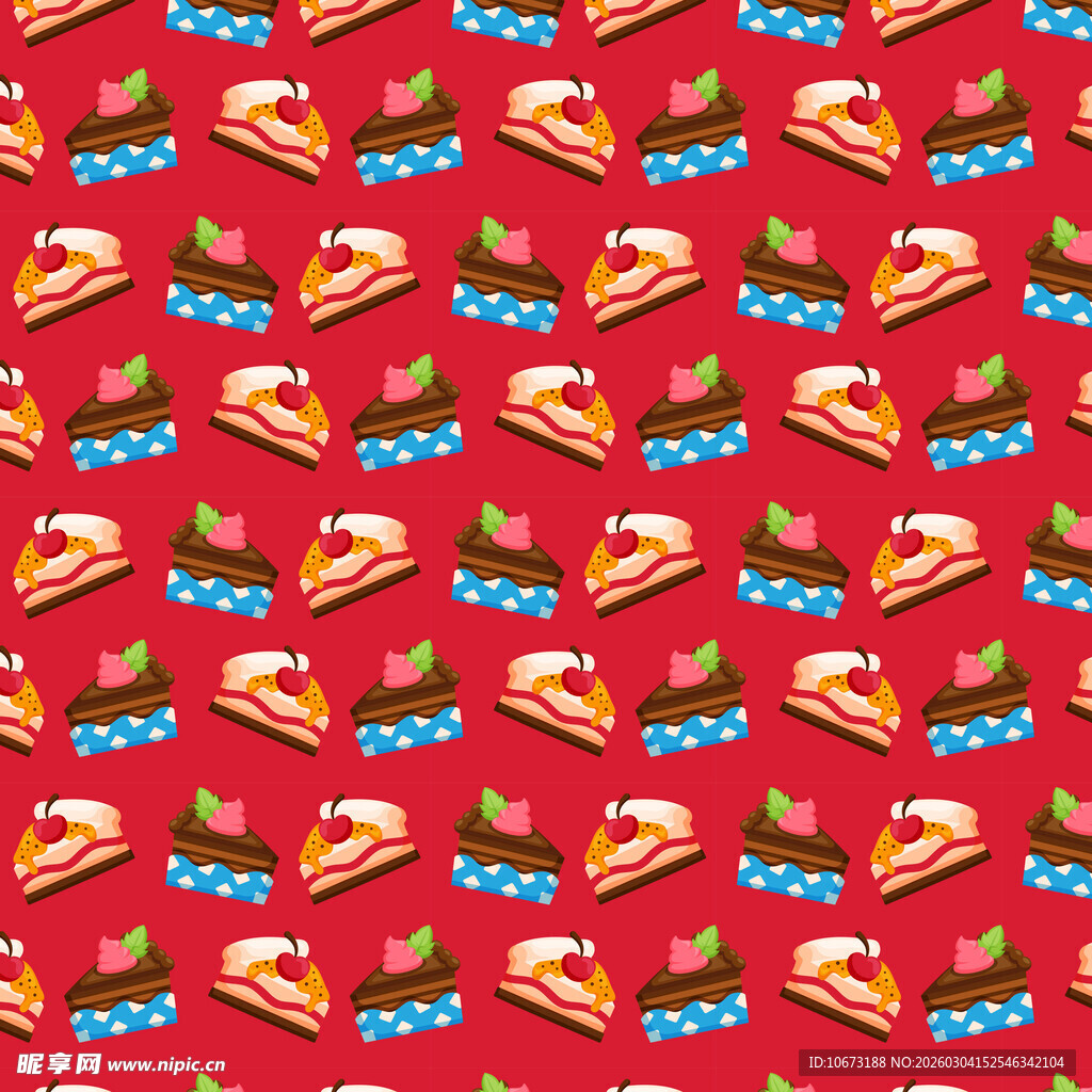 红色背景上的甜点图案