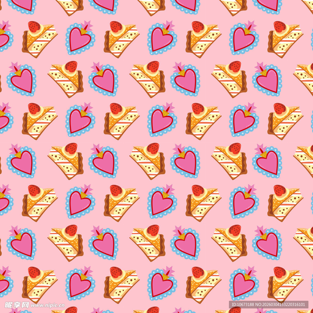 粉色背景的可爱蛋糕图案