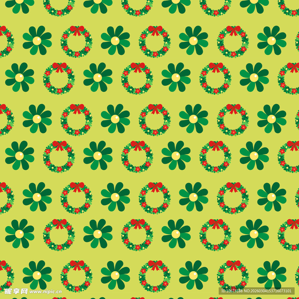 黄绿底色四叶草图案背景