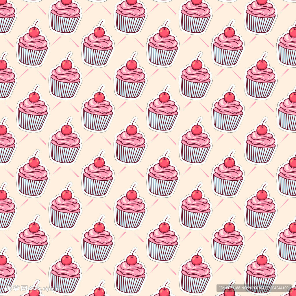 可爱纸杯蛋糕无缝图案背景