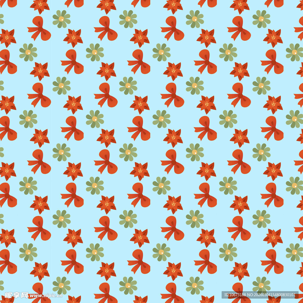 圣诞蝴蝶结雪花图案背景