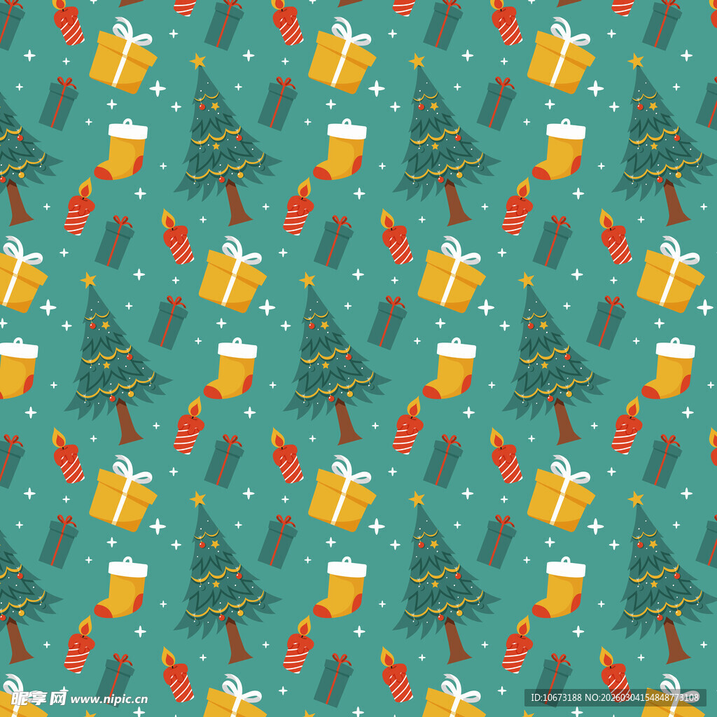 圣诞啤酒主题无缝图案