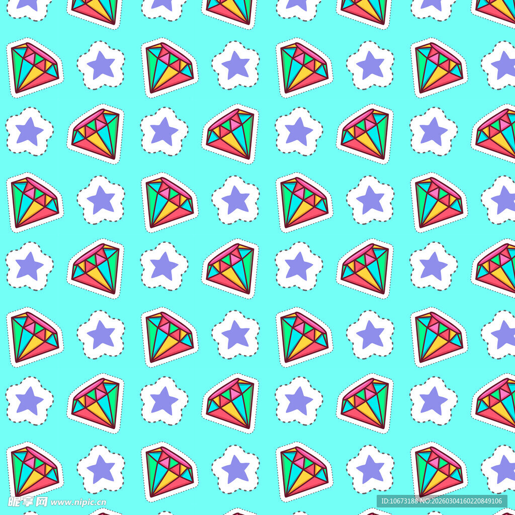 多彩星星与三角图案背景