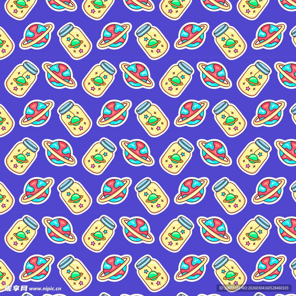 多彩卡通图案无缝背景图