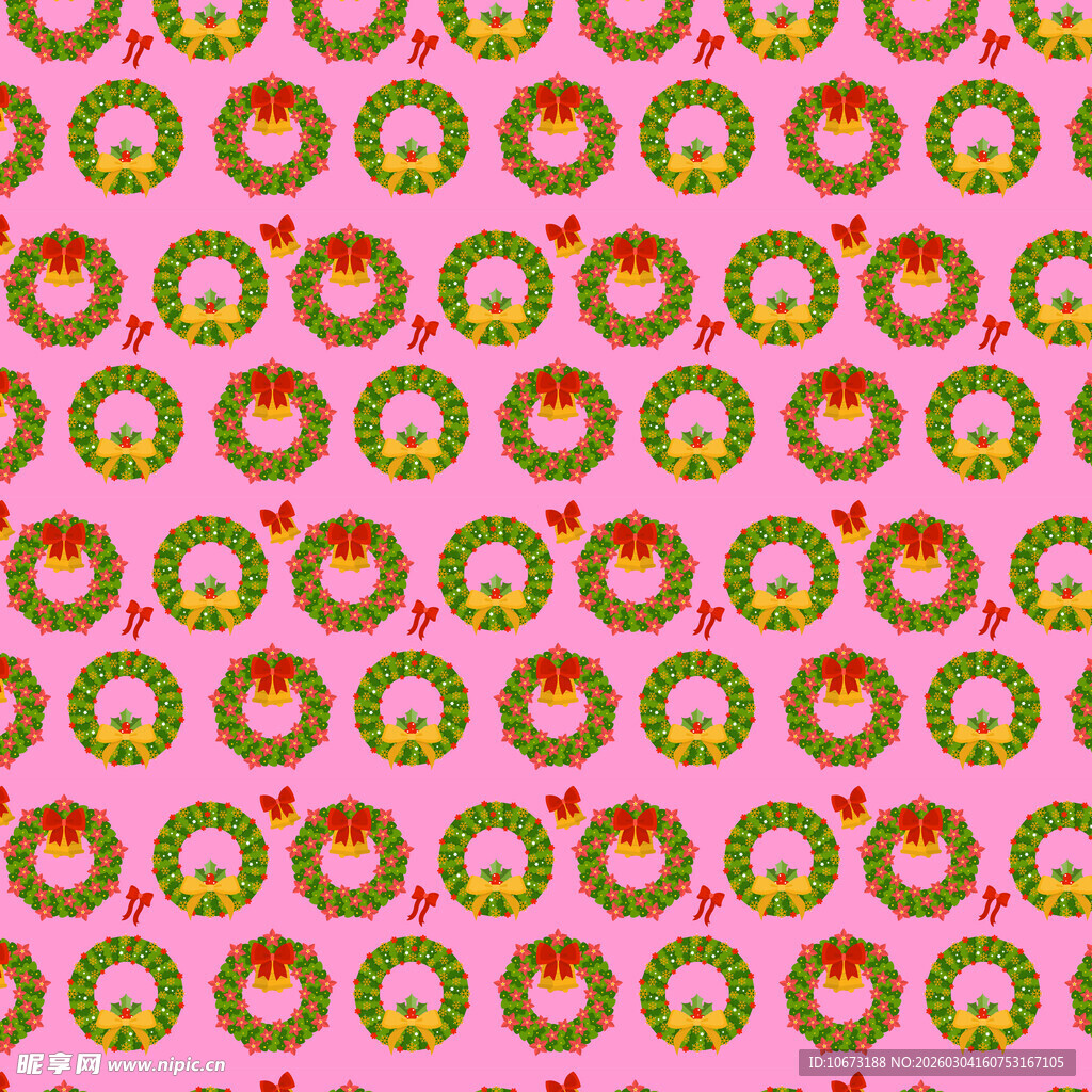粉色背景圣诞元素无缝图案