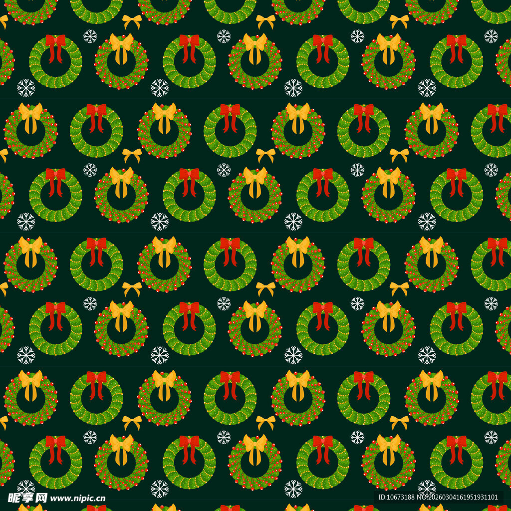 圣诞元素无缝花纹图案