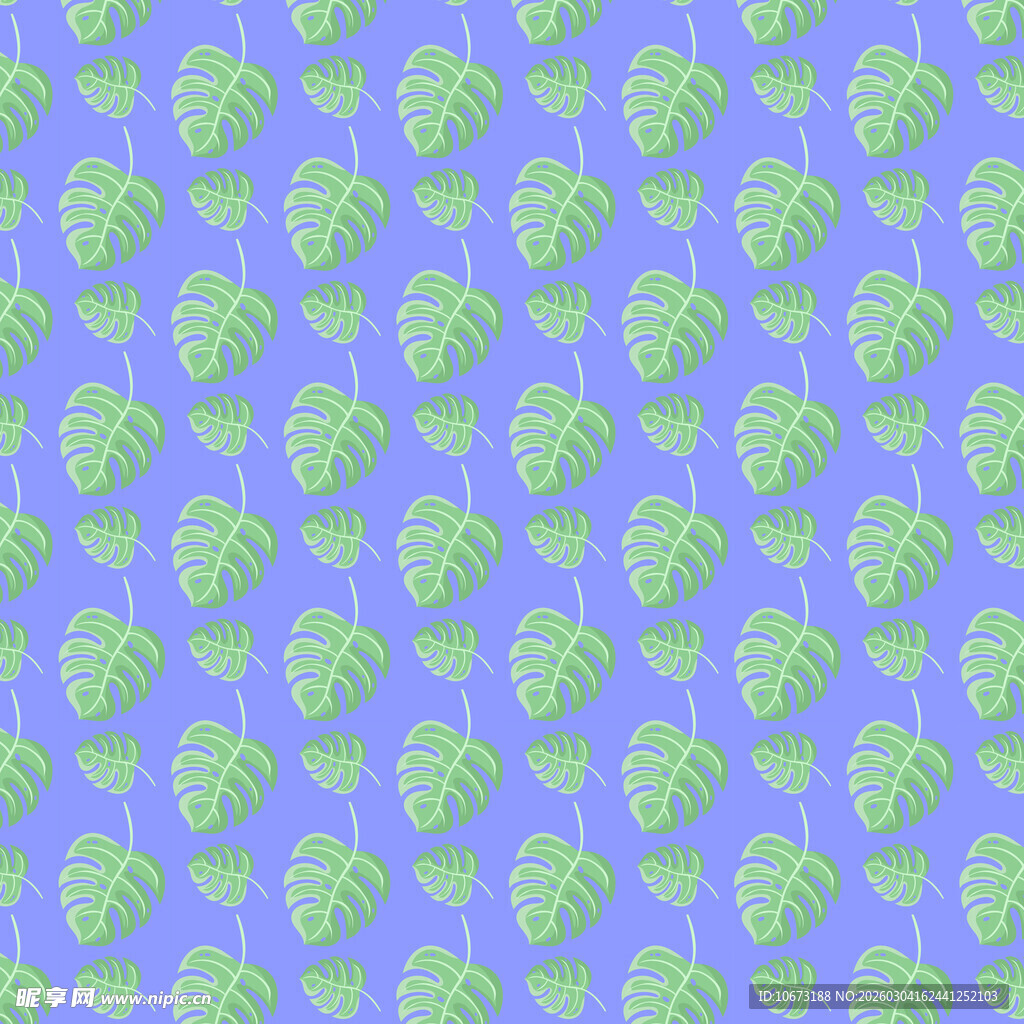 蓝底绿叶图案纹理背景