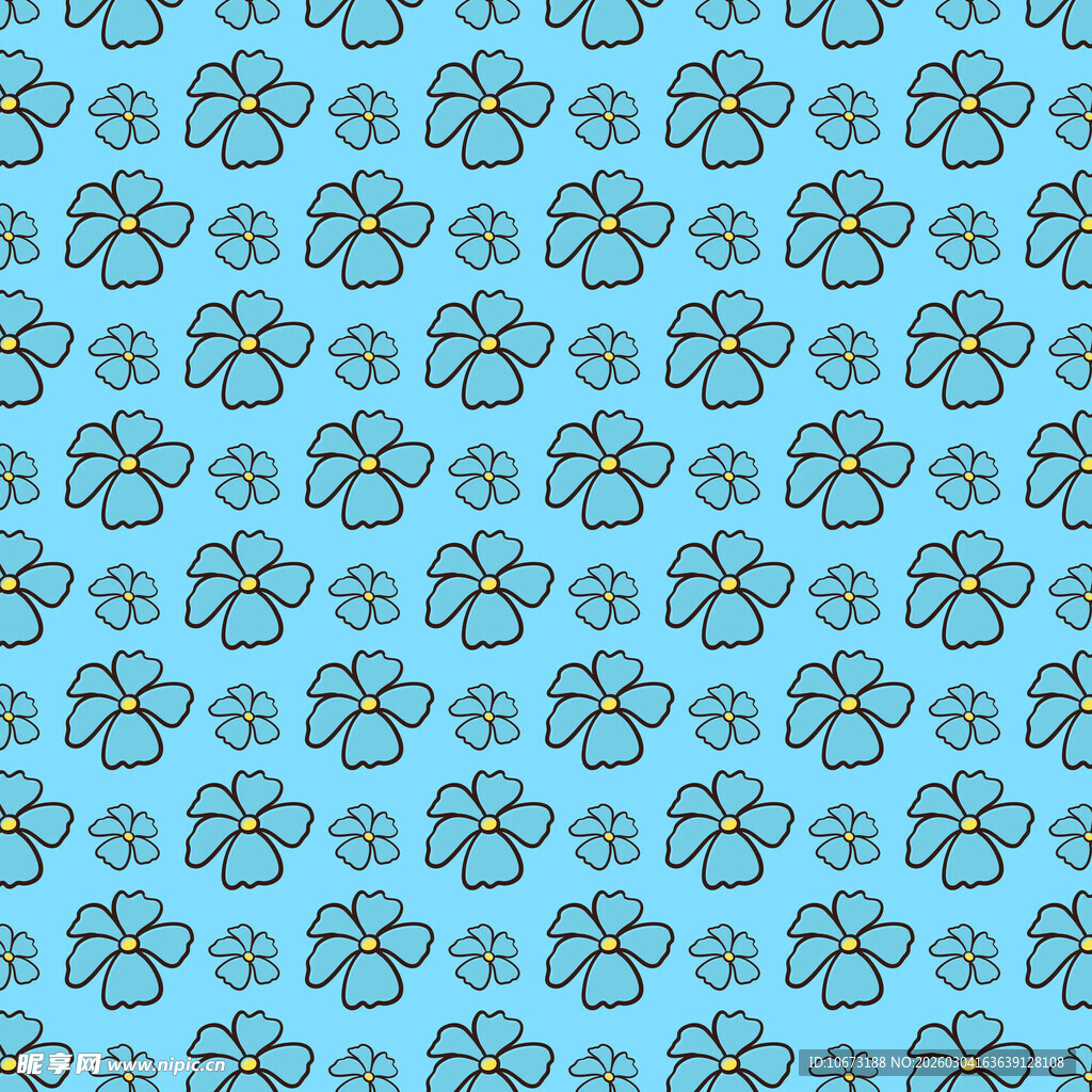 蓝色花朵图案背景纹理