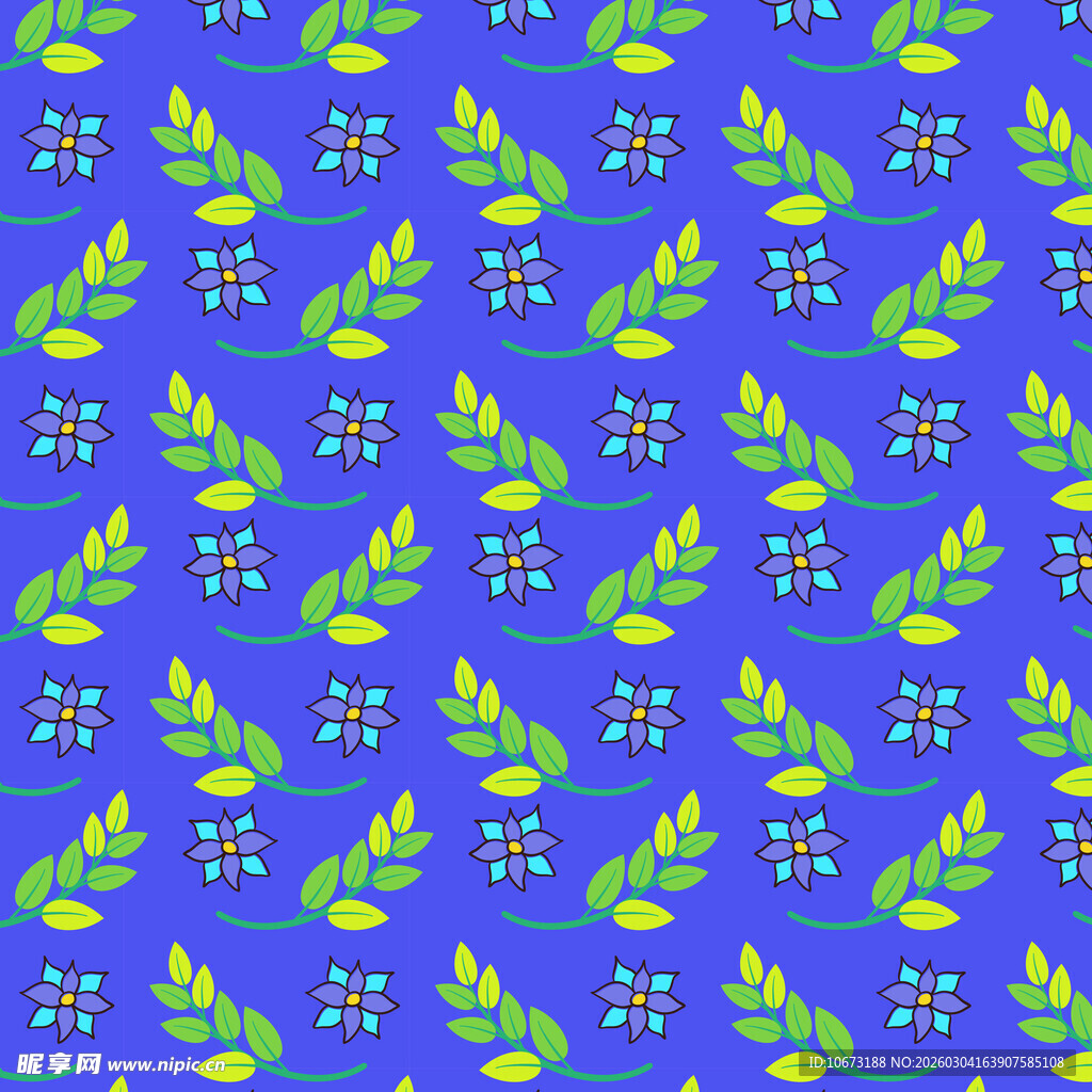 蓝色背景的绿植图案