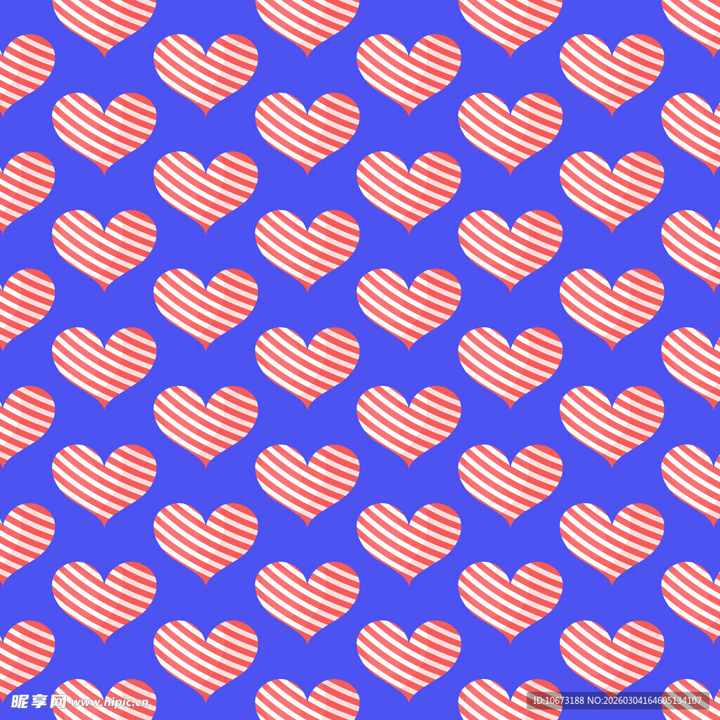 蓝底橙心爱心图案背景