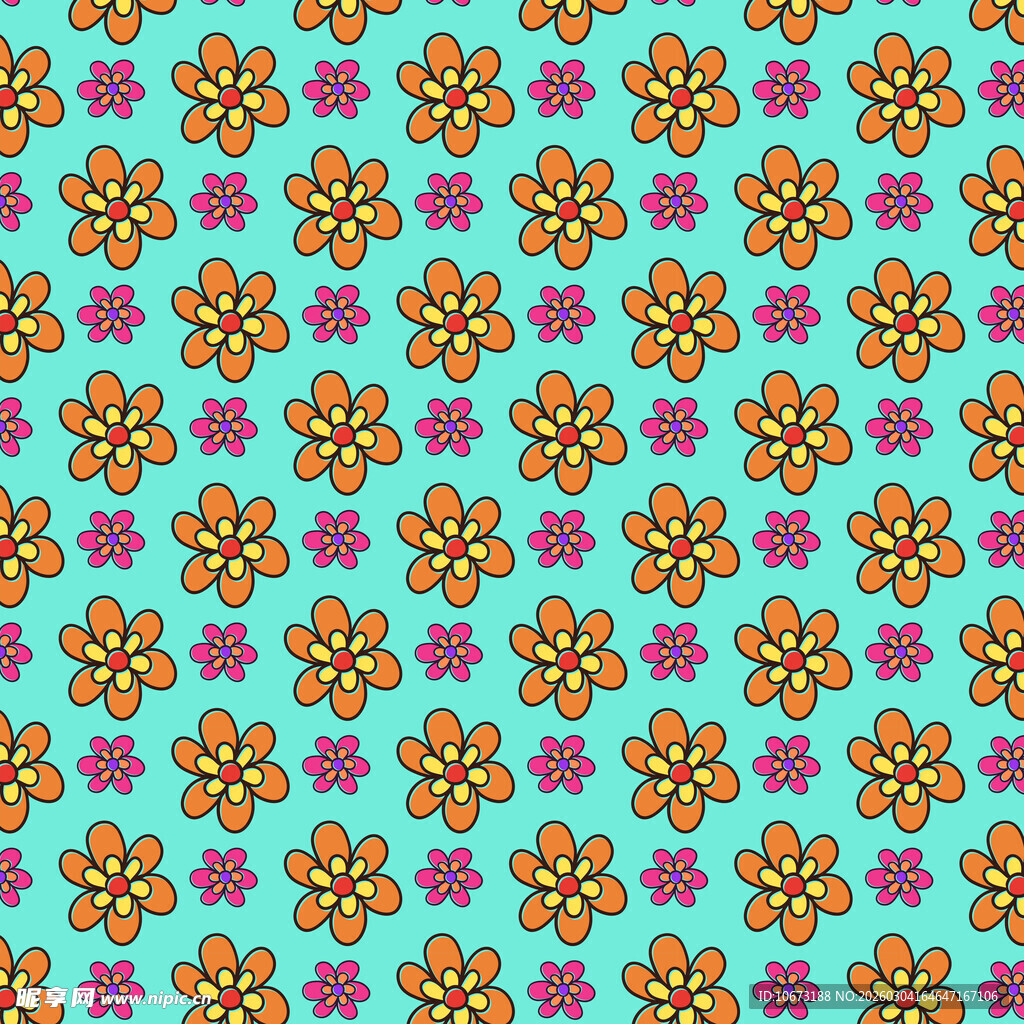 多彩花卉无缝图案背景