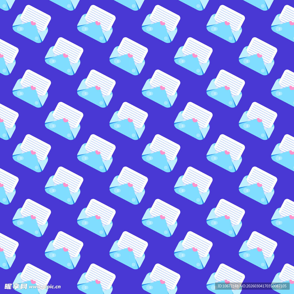 蓝色背景上的信封图案