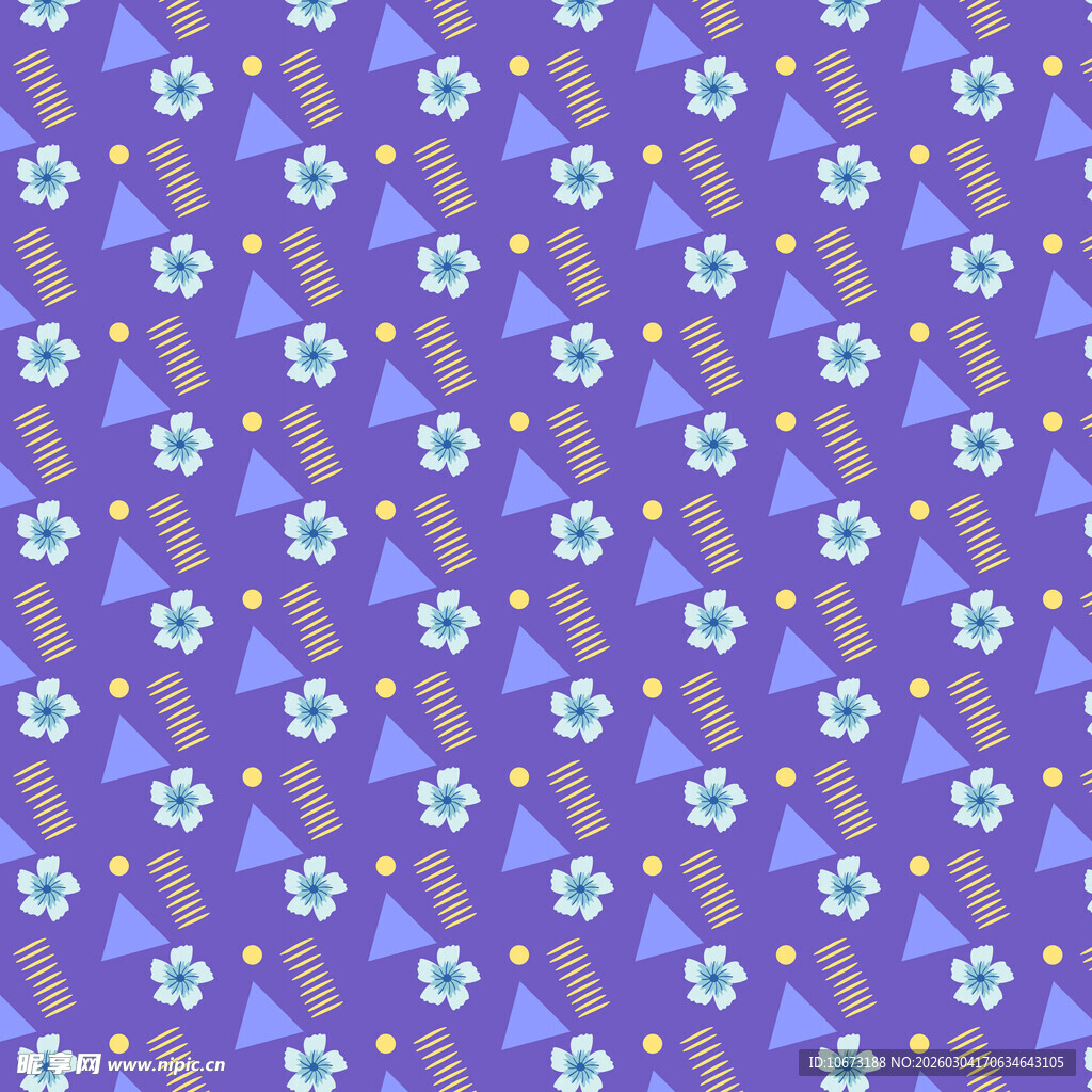 紫色花卉几何图案背景
