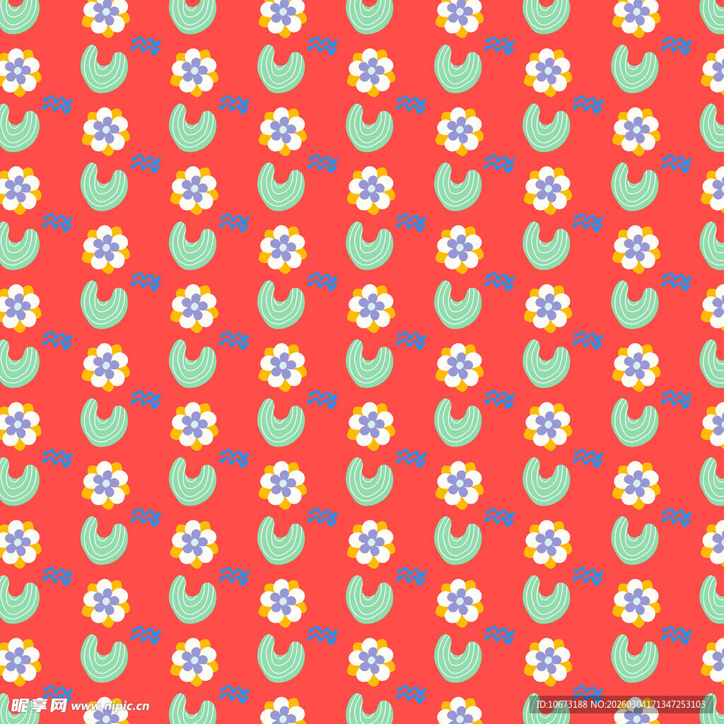 红色花卉几何图案纹理