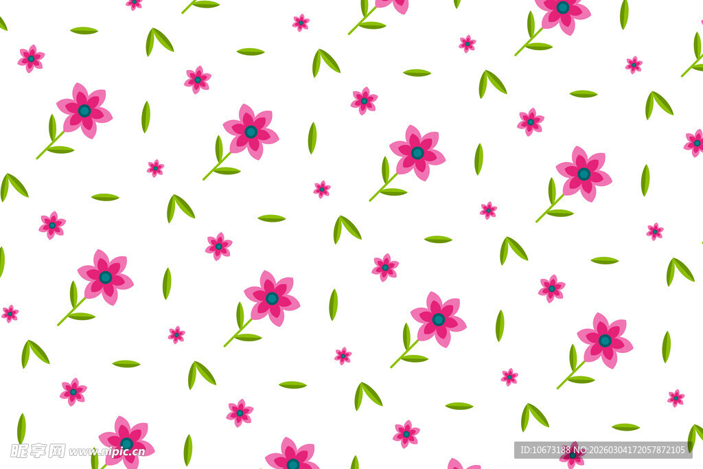 粉色小花绿叶图案背景