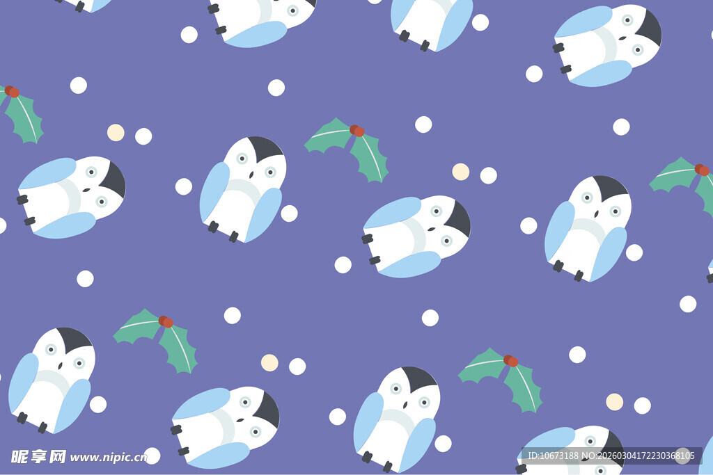 可爱企鹅图案的紫色背景图