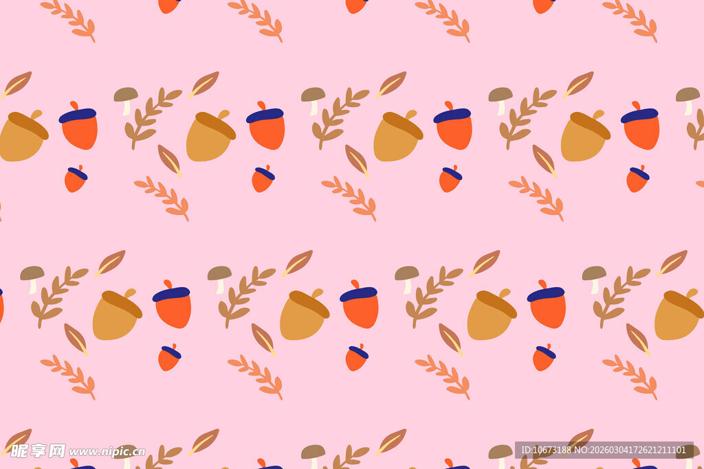 粉色背景水果枝叶图案