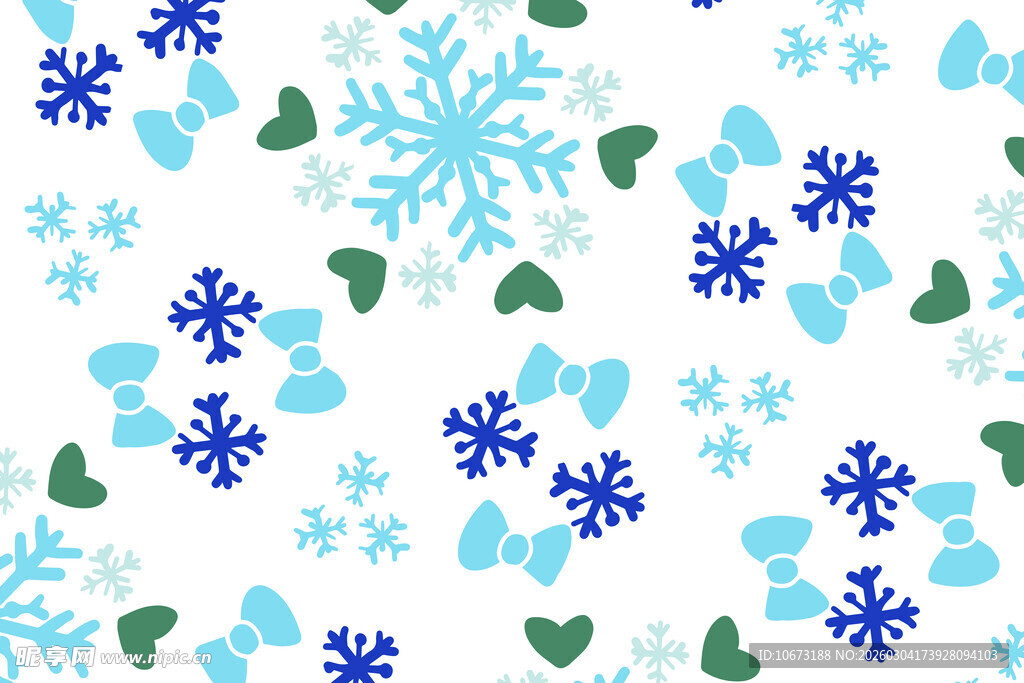 雪花爱心图案背景