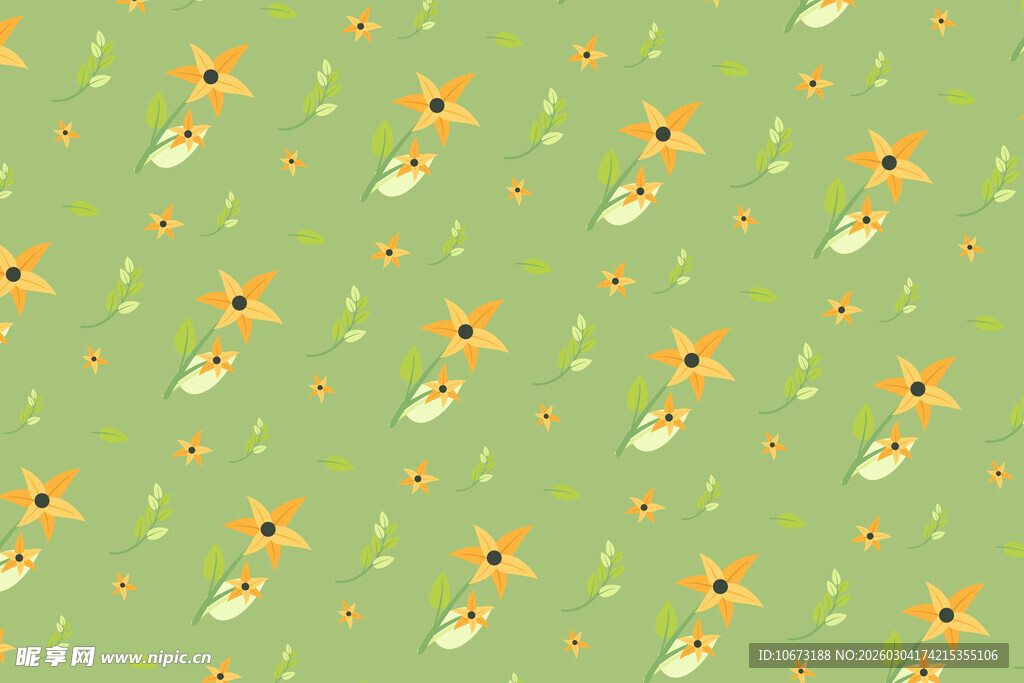 绿色背景上的小花图案