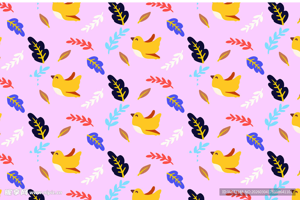 多彩卡通元素无缝图案