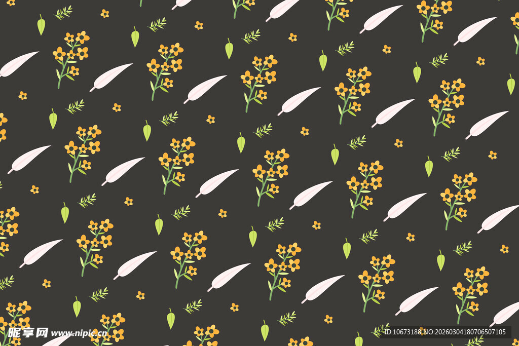 黑色底花卉条纹图案设计