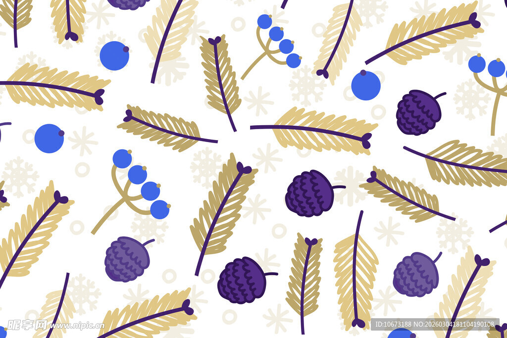 蓝紫羽毛浆果图案纹理